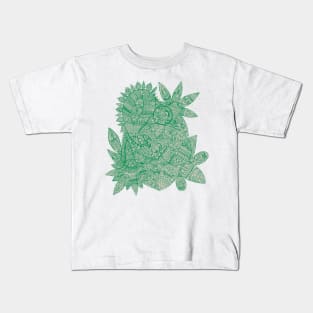 Paisley Mandala Doodle - Green Kids T-Shirt